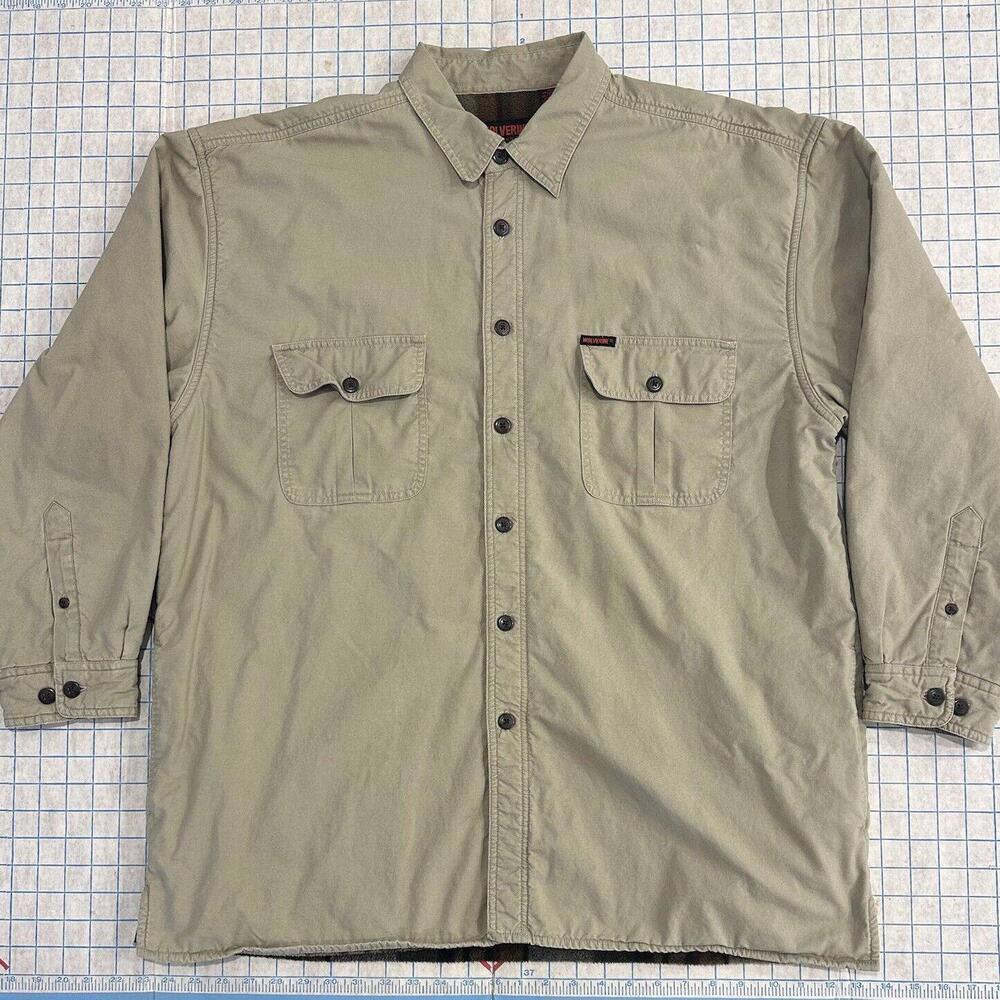 Wolverine Men's XL Blanket Lined Jacket Brown Chore Work Flannel Tan Pockets